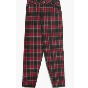 ZARA Red Plaid Trousers
